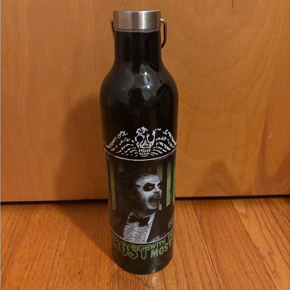Beetlejuice Black and Green Insulated Water Bottle NWOT
